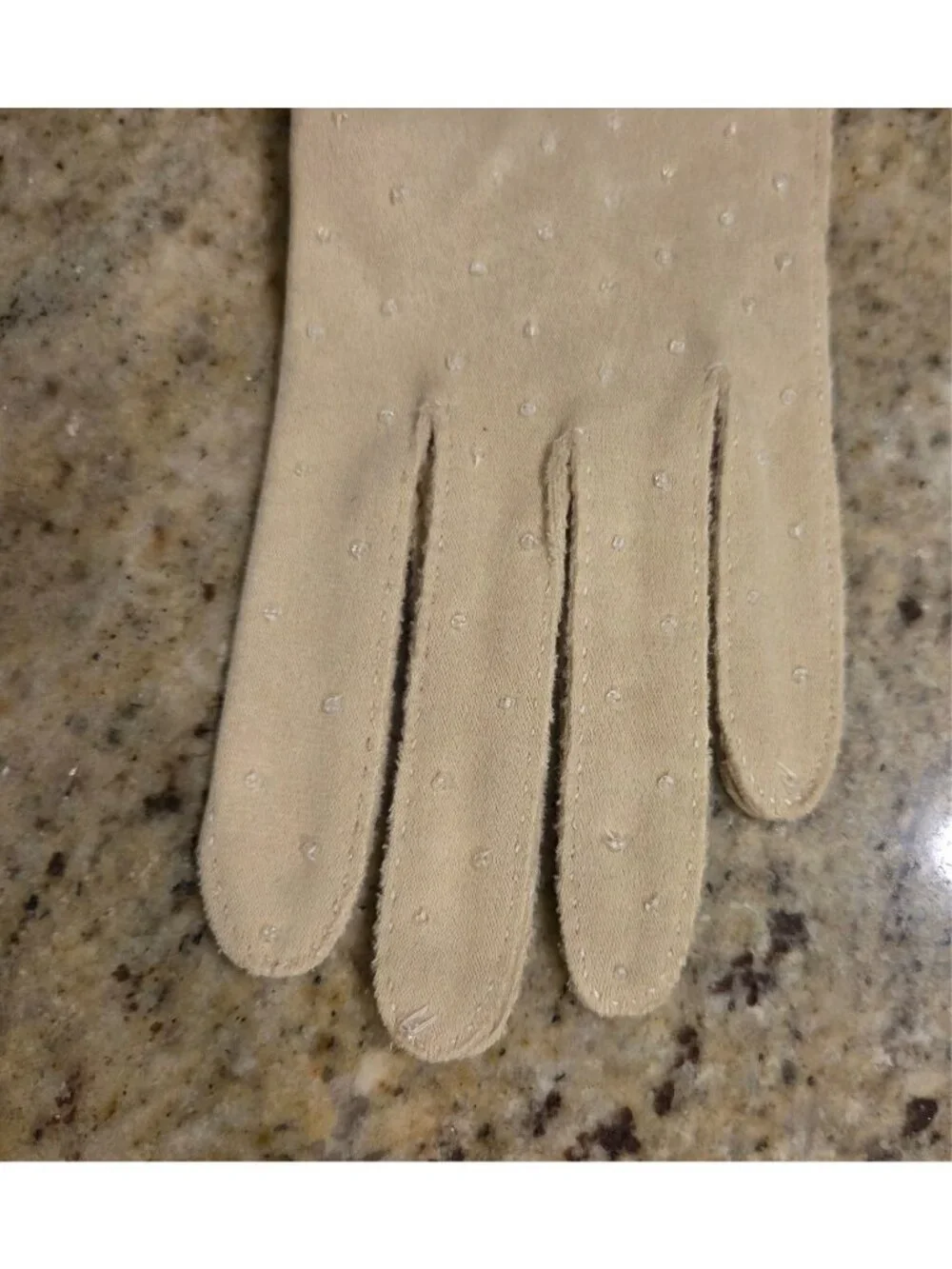 New! Vintage Women Size S/M 6.5 Beige Cotton Beaded Formal Gloves Art Noveau...